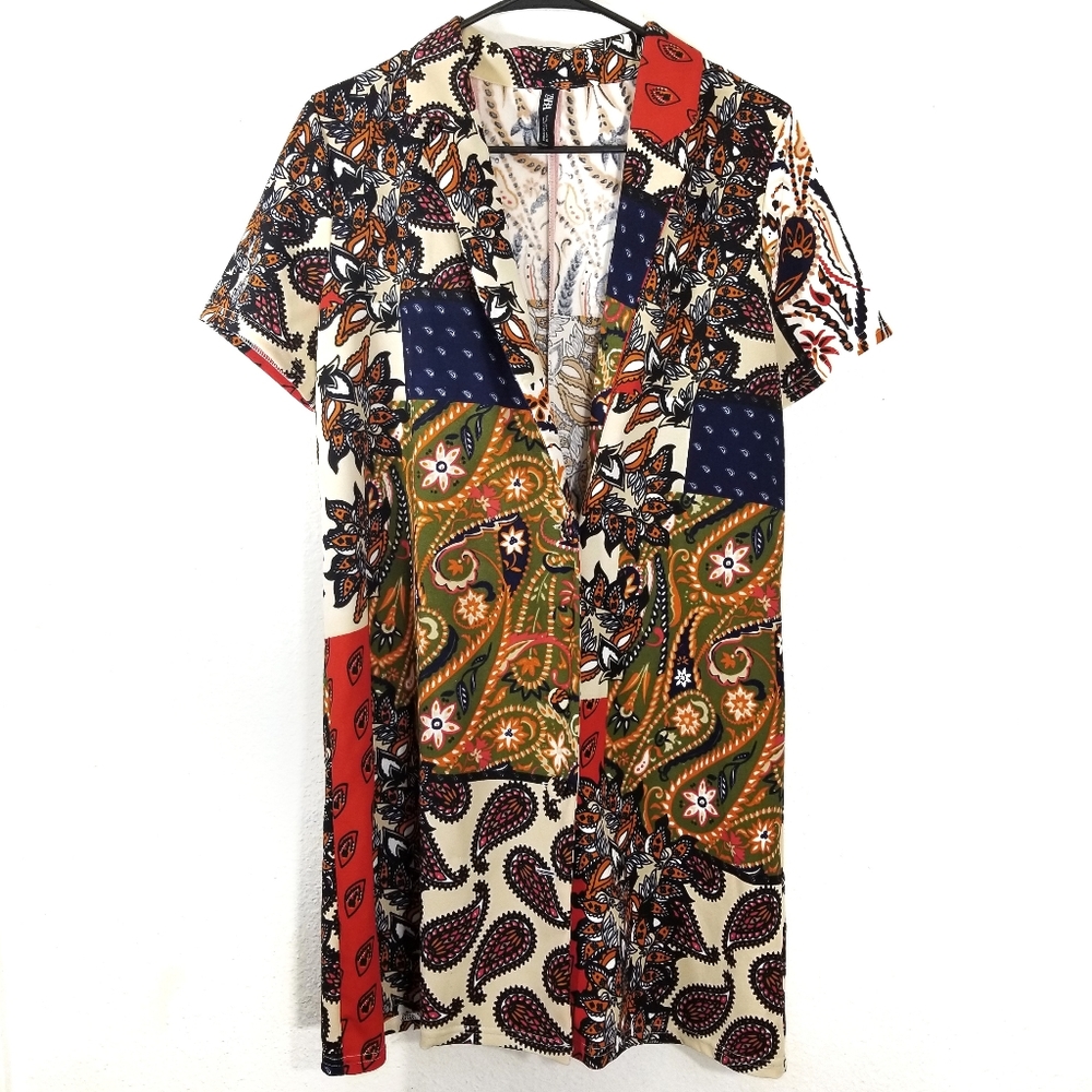 Zara abstract paisley button dress large